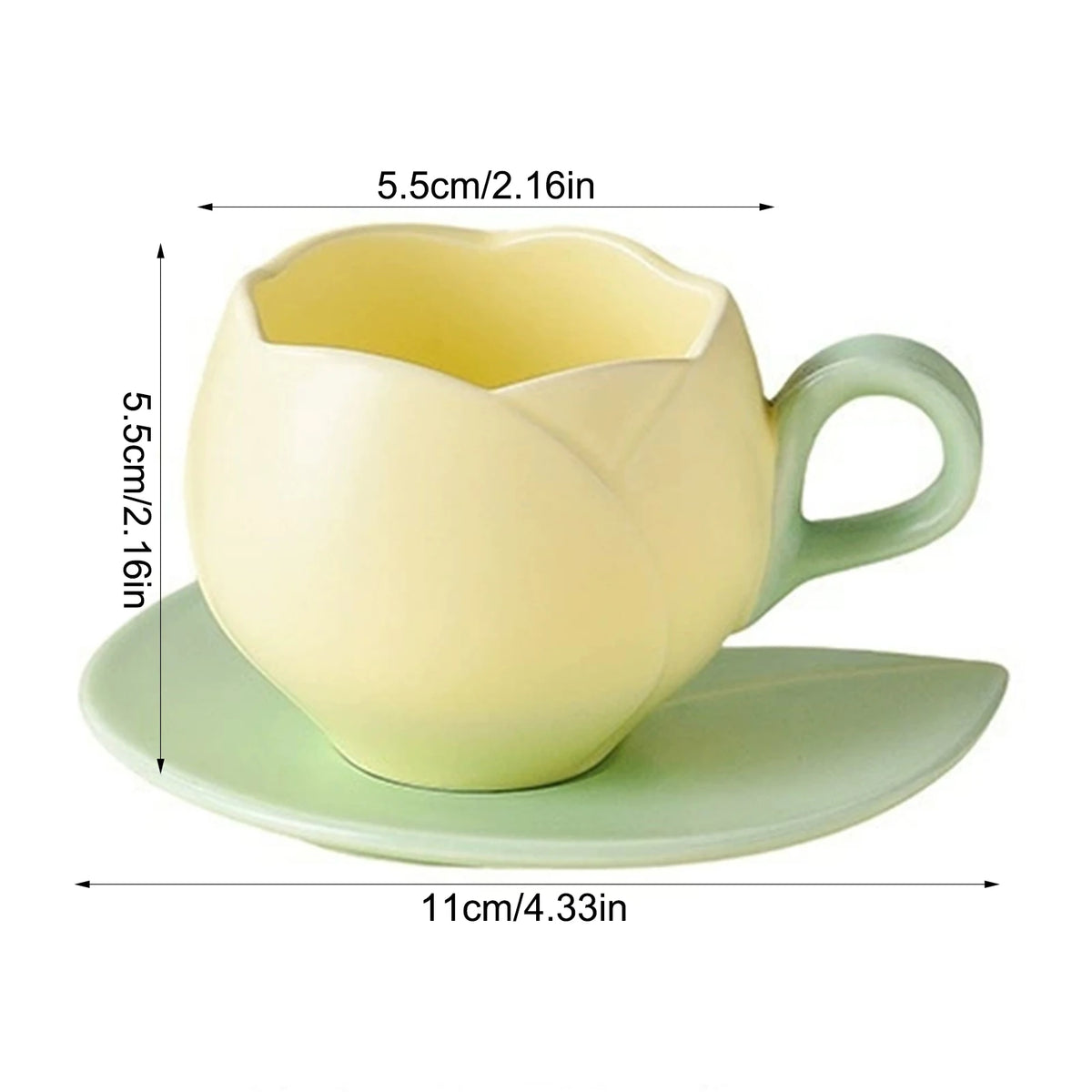 Ceramic Coffee Cup And Saucer Set Tulip Shape Japanese Style Design for Women