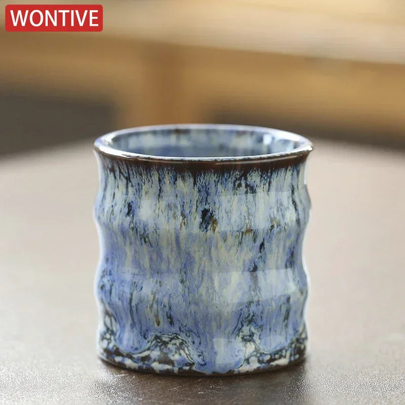 1PC Kiln Transformation Ceramic Tea Cup, Mini Tea Drink Mug, Kung Fu Teacup, Espresso Coffee Cups, Household Afternoon Teacups