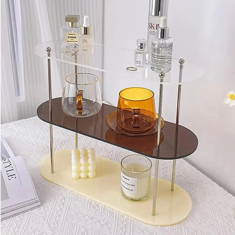 Ins Style Acrylic Storage Rack Desktop Organizer Perfume Jewelry and Cups Display Stand 3 Layers Removable Decorative Shelf