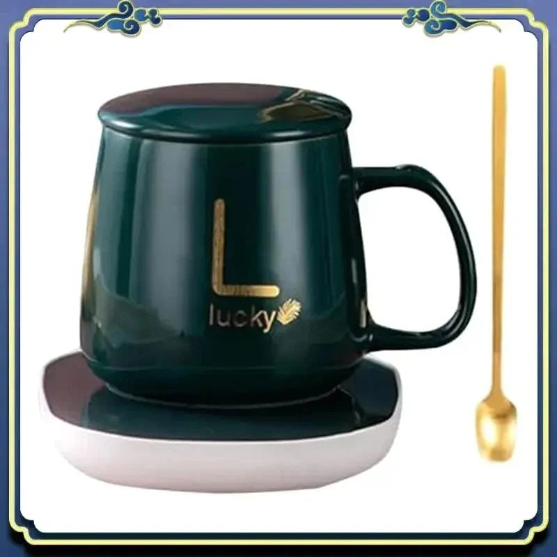 Smart self-heating cup with 55°C constant temperature. Gift box mug with spoon, suitable for camping, office use and as a gift