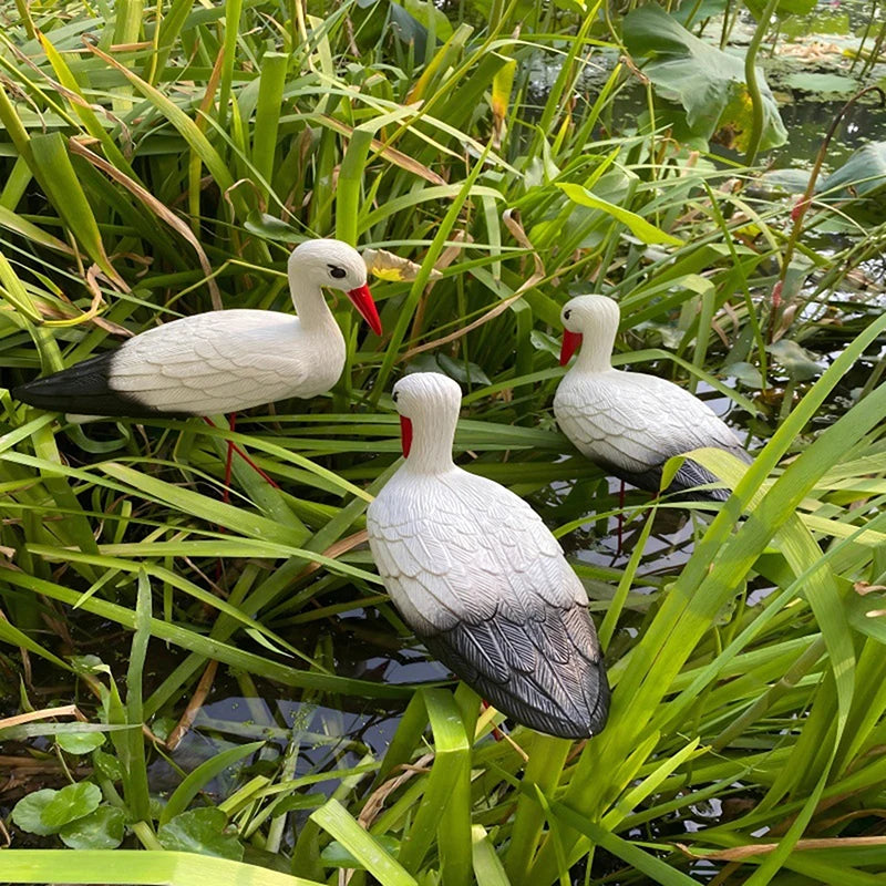 1Pc Creative Lifelike Animal Model White Crane Landscape Garden Decoration With Detachable Wire Feet For Outdoor Garden Decor