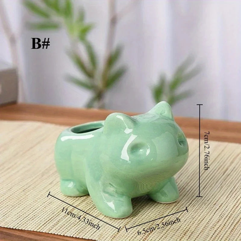 Creative Ceramic Mini Flowerpot Succulent Planter Flower Pot with Hole Cute Green Plants Planter Home Garden Decoration Outdoor