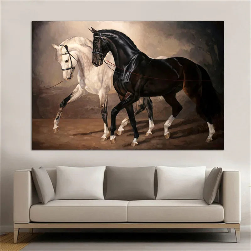 Modern Black and White Horse Canvas Art Paintings Animal Poster Wall Art for Living Room Home Decor Stylish Prints