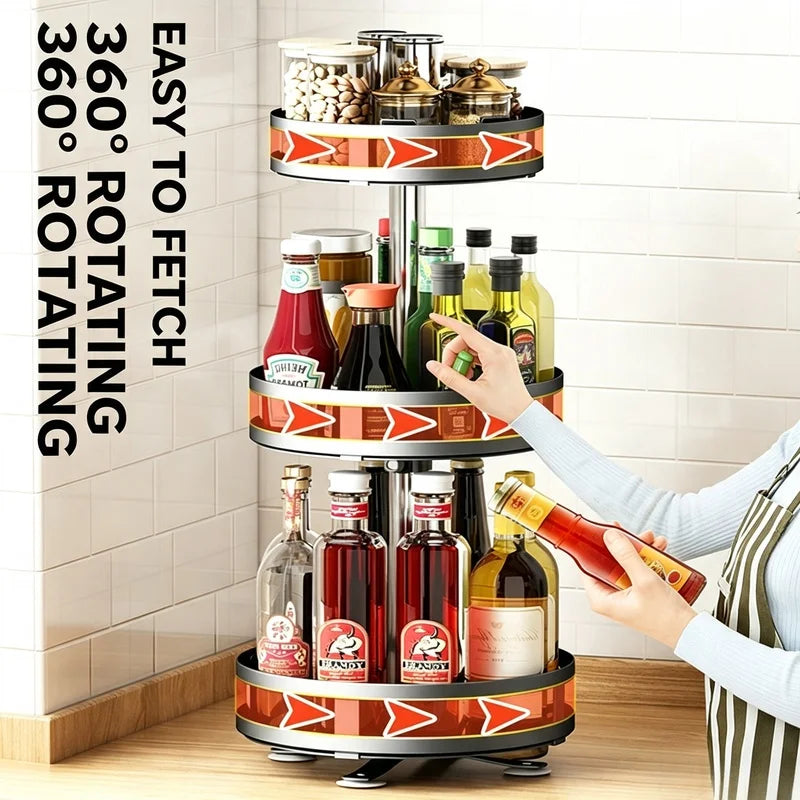 360°Rotatable Spice Storage Turntable Kitchen Organizer Rack Multifunctional Kitchen Accessories For Seasoning Countertop Storag