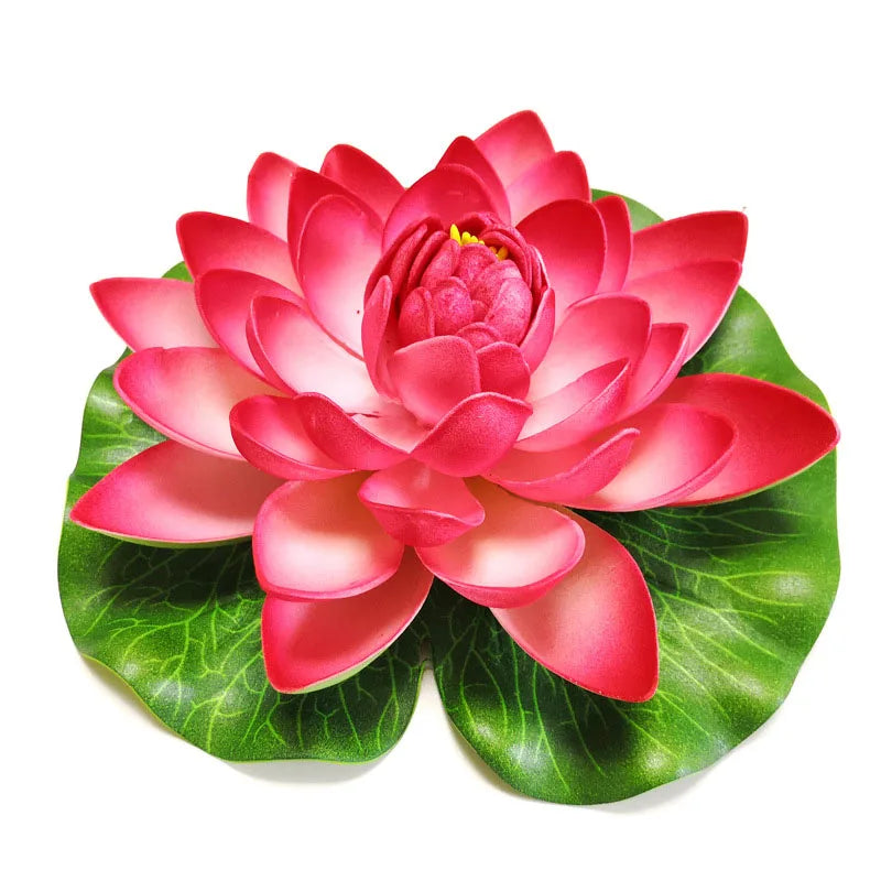 10/17/28/40/60cm Lotus Artificial Flower Floating Fake Lotus Plant Lifelike Water Lily Micro Landscape for Pond Garden Decor