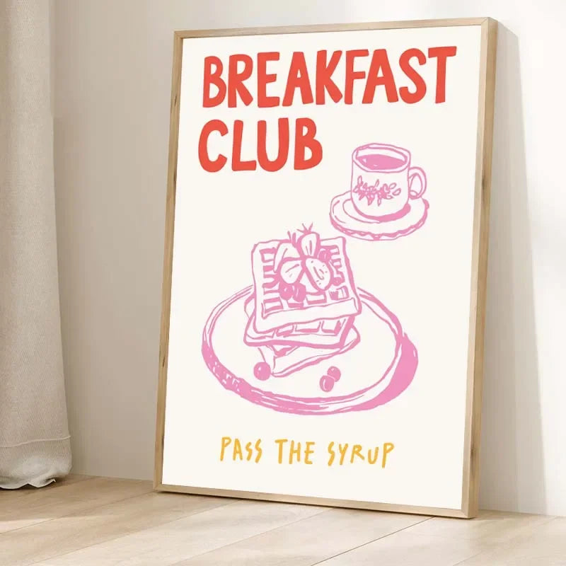 Retro Food Poster Canvas Printing Chef Cafe Morning Breakfast Pasta Coffee Club Kitchen Wall Art Pictures Home Decor Art Poster