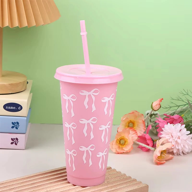 Kawaii Bow Reusable Party Cup with Straw