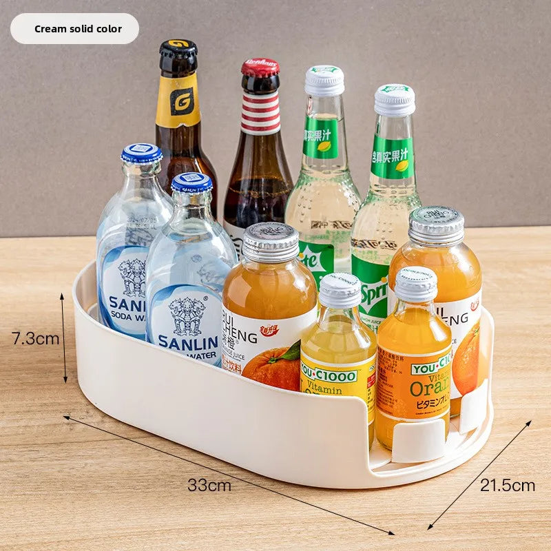 360 Rotating Refrigerator Storage Box Multifunctional Spice Organizer Simple Drink Tray for Kitchen Countertop