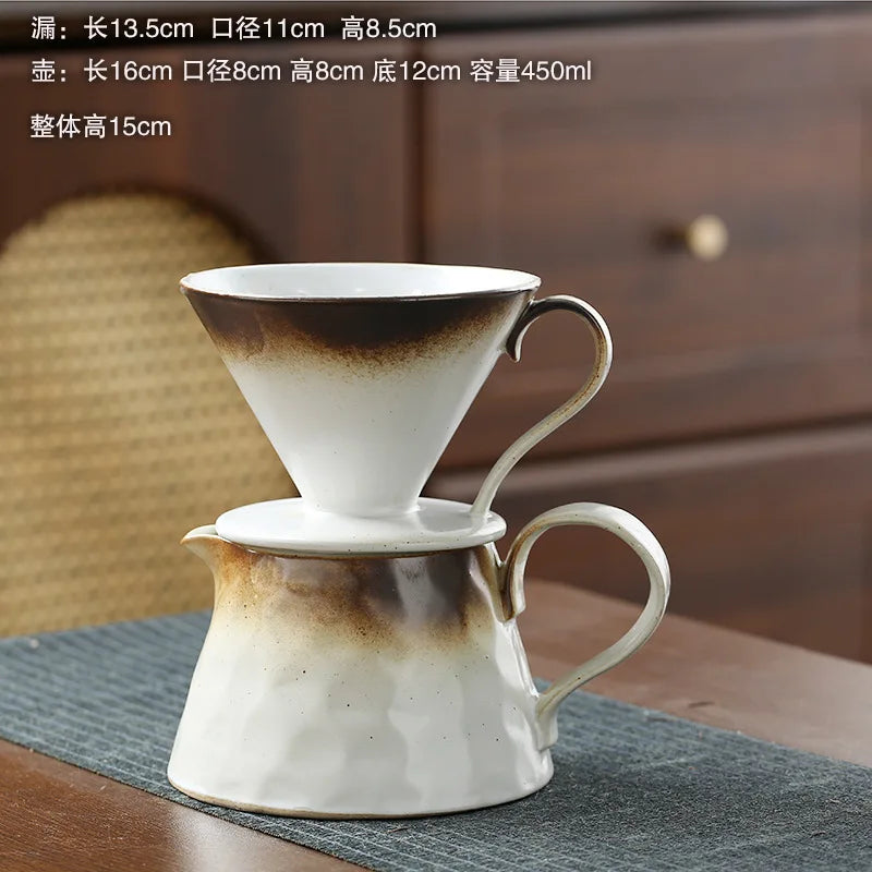 2026 Classic Ceramic Pour Over Coffee Set Large Coffee Server Cone Shaped Dripper Filter Home Hand Brew Coffee Tool Kit