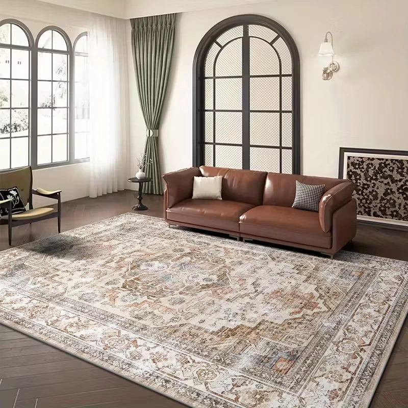 VIKAMA Light Luxury Bohemian Floral Carpet - Machine Washable, Suitable For Living Rooms, Bedrooms, Offices - Home Decoration