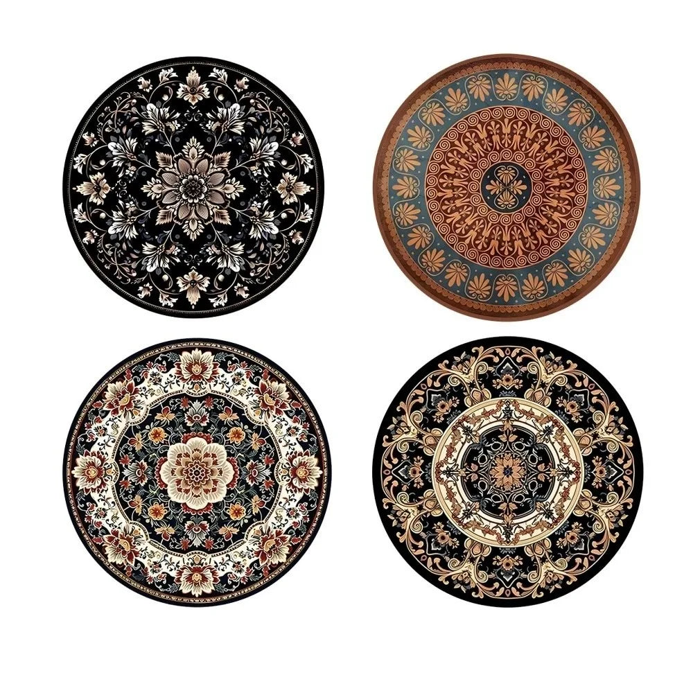 4Pcs Boho Style Pot Holders 12/22cm Round Heat Resistant Mats Heat Resistant Protective Coffee Cup Mats Dining Table