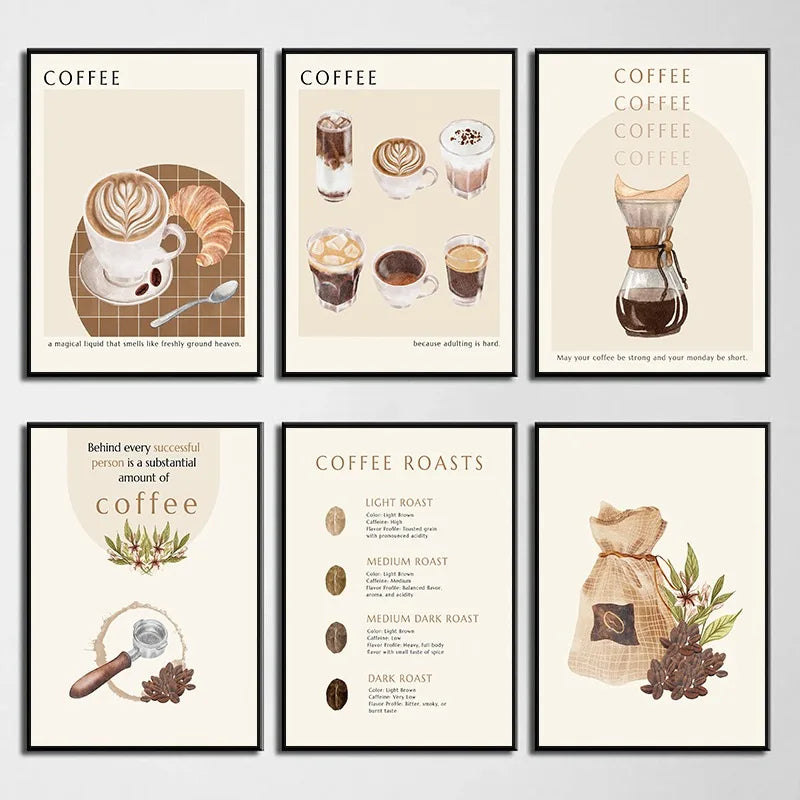 Modern Cappuccino Cup Inspiring Coffee Quotes Print Posters Canvas Painting Wall Art Picture for Office Kitchen Cafe Home Decor