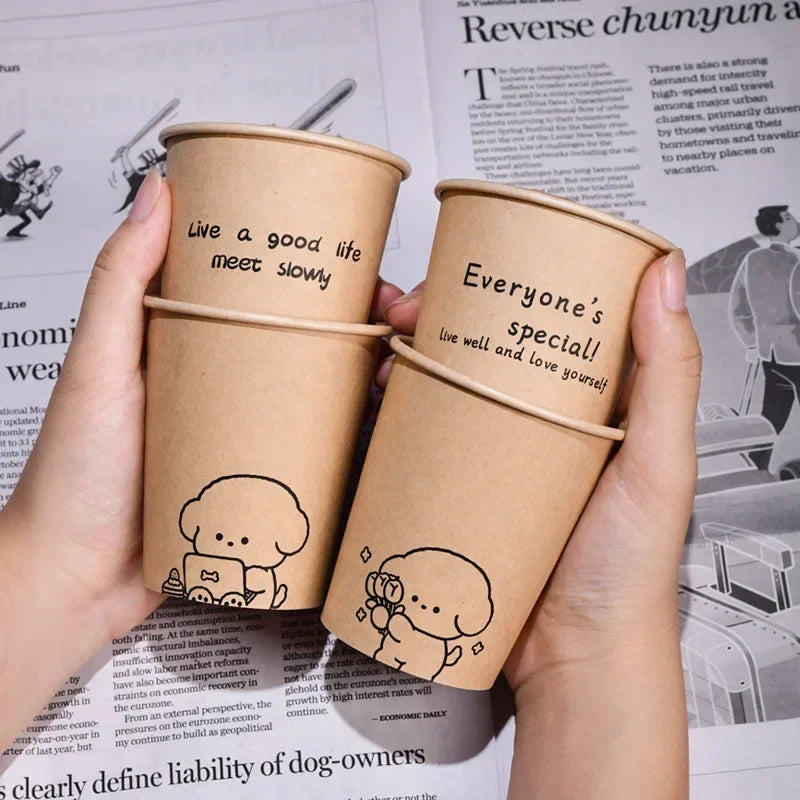 250ml 50PCS Disposable Biodegradable Paper Cup Tasting Cup Coffee Tea Milk Cup Party Supplies Drinking Tool BirthdayTableware