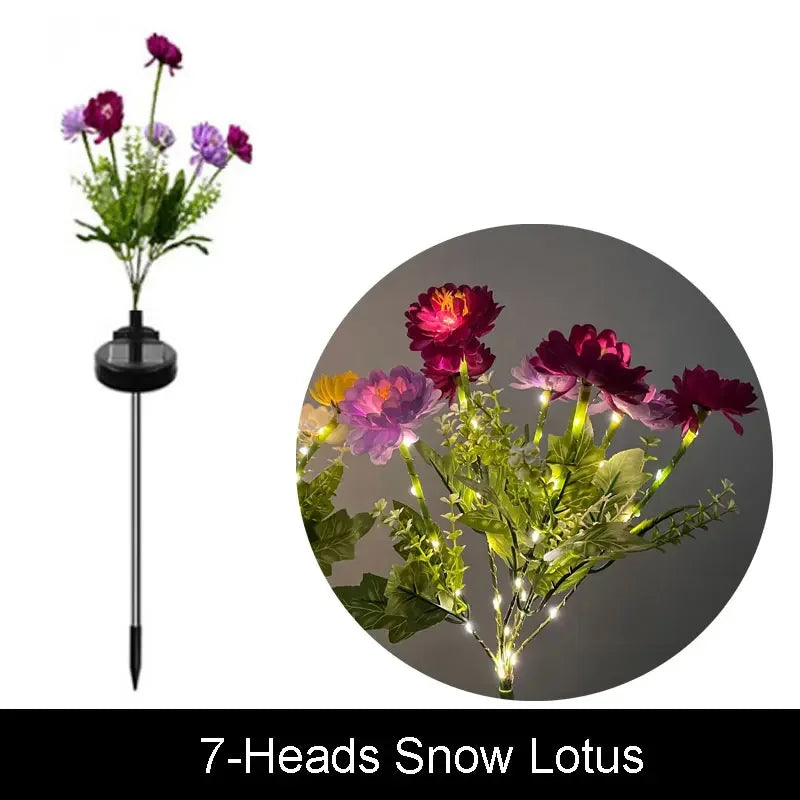 1pc 7-head Solar Artificial Orchid Flower Lawn Lights for Patio Yard Garden Wedding Christmas Decoration LED Solar Ground Lights