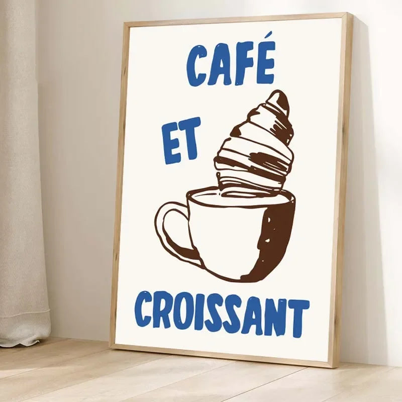 Retro Food Poster Canvas Printing Chef Cafe Morning Breakfast Pasta Coffee Club Kitchen Wall Art Pictures Home Decor Art Poster