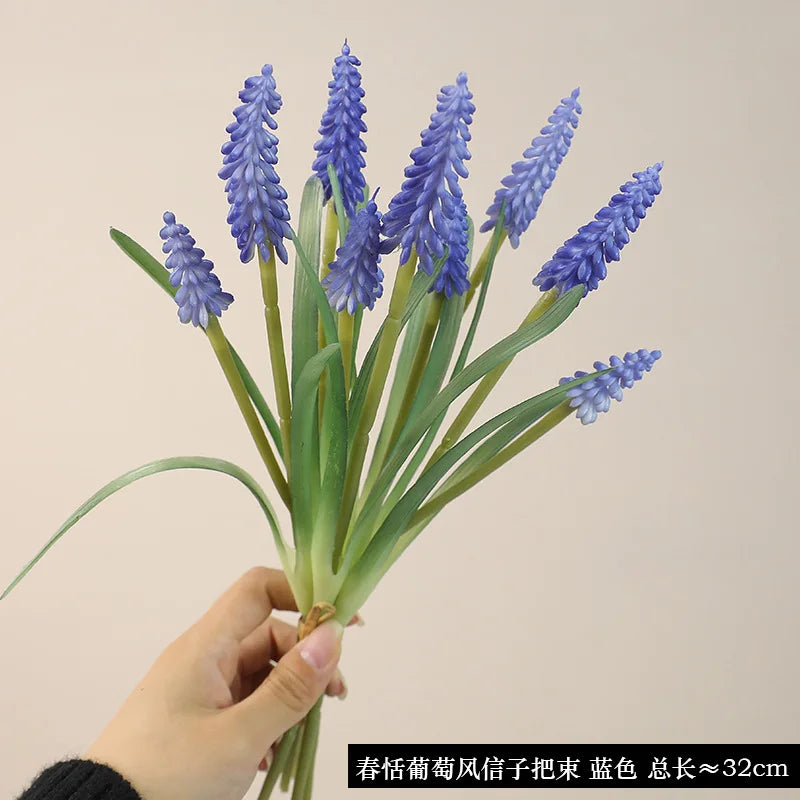 28CM Artificial Grape Hyacinth Bouquet – 5PCS Fake Flowers for Wedding & Home Décor