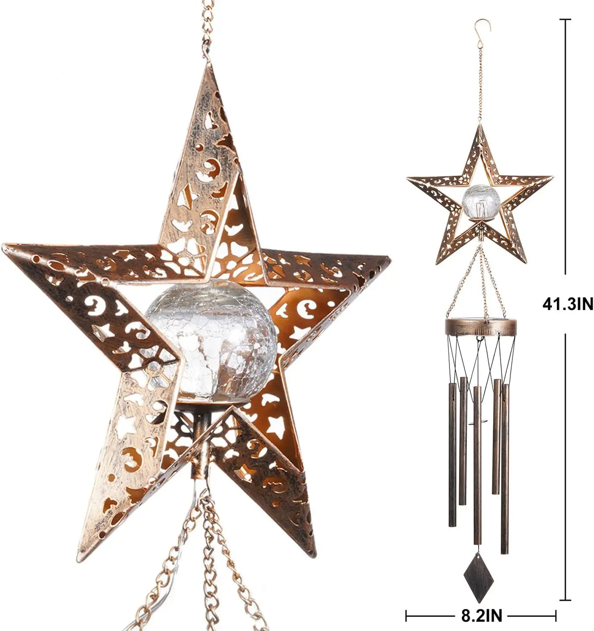 Outdoor Metal Wind Chimes Moon Sun Stars Wind Chime Solar Glowing Unique Wind Bells for Outside Waterproof Chimes Home Decor