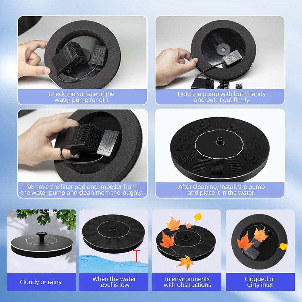 13/16cm Solar-powered Fountain Pumps for Circulation Aerator, Garden Rockery Sprinkler, Fish Pond Water Tank