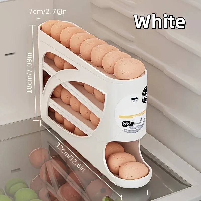 3 Tier Egg Storage Box Rolling Egg Design Large Capacity Anti-Drop Antibacterial Egg Organizer Rack Refrigerator Egg Holder