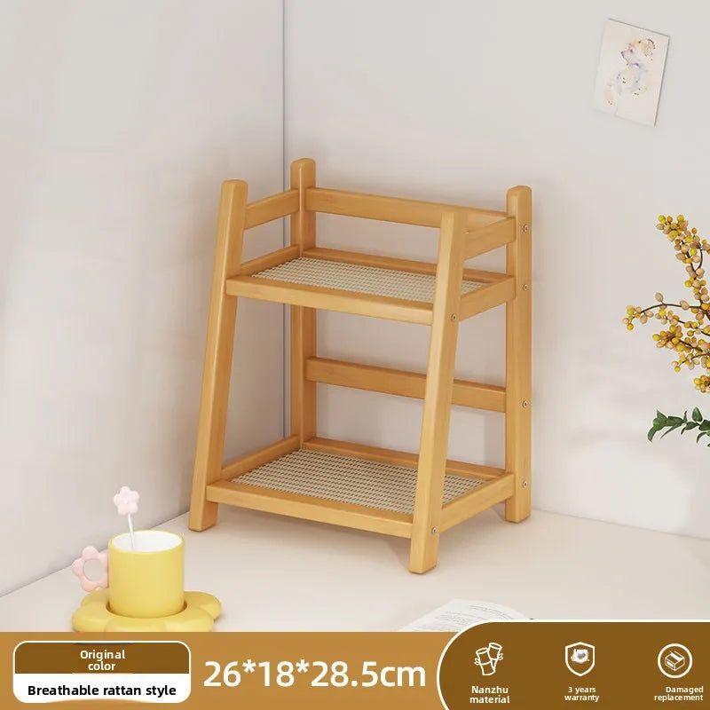 Multi Layer Natural Bamboo Desktop Cup Storage Rack Coffee Mug Tea Glass Organizer Kitchen Countertop Display Decor Shelf