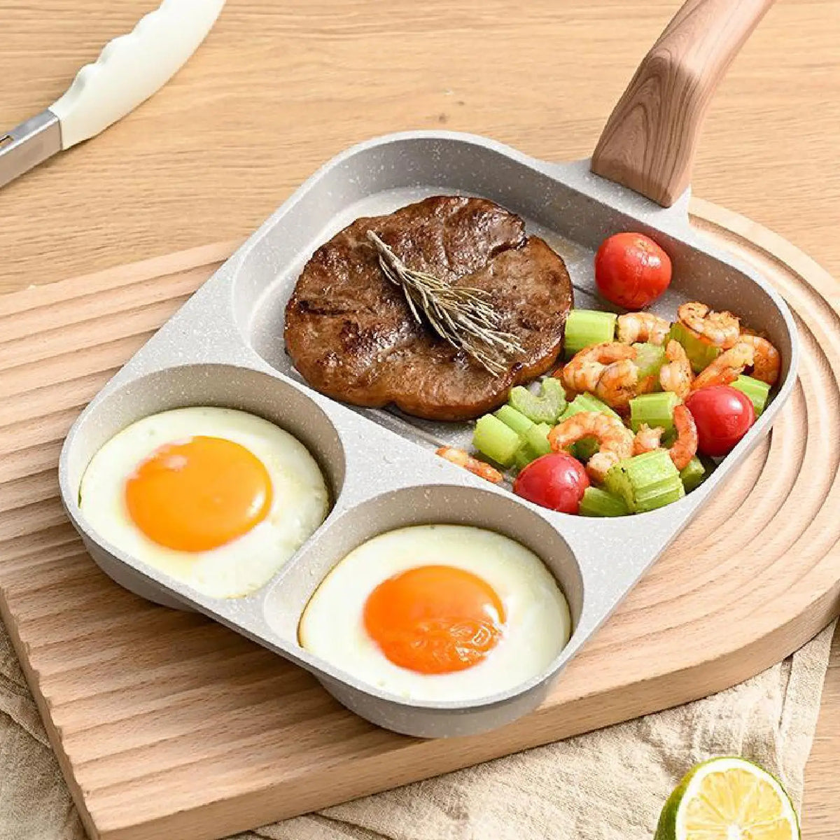 3-Section Nonstick Egg Frying Pan