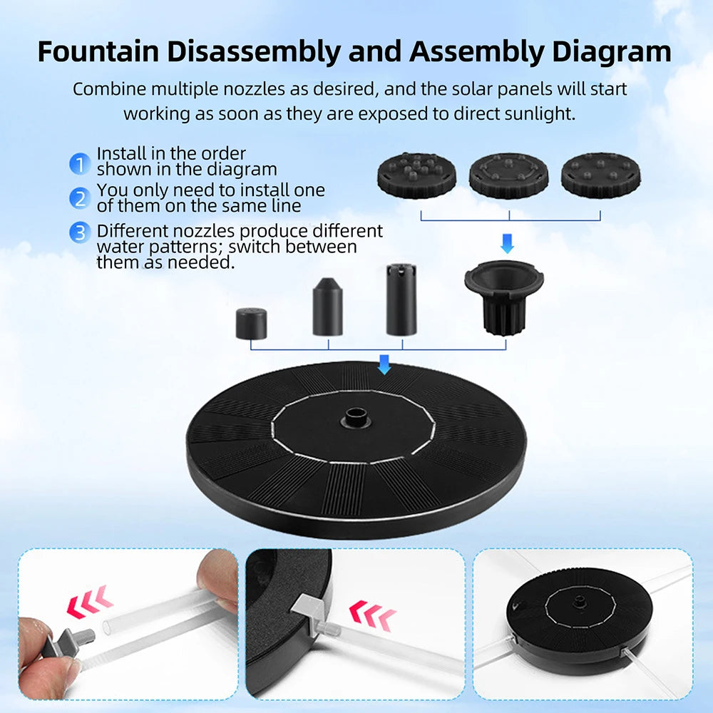 13/16cm Solar-powered Fountain Pumps for Circulation Aerator, Garden Rockery Sprinkler, Fish Pond Water Tank