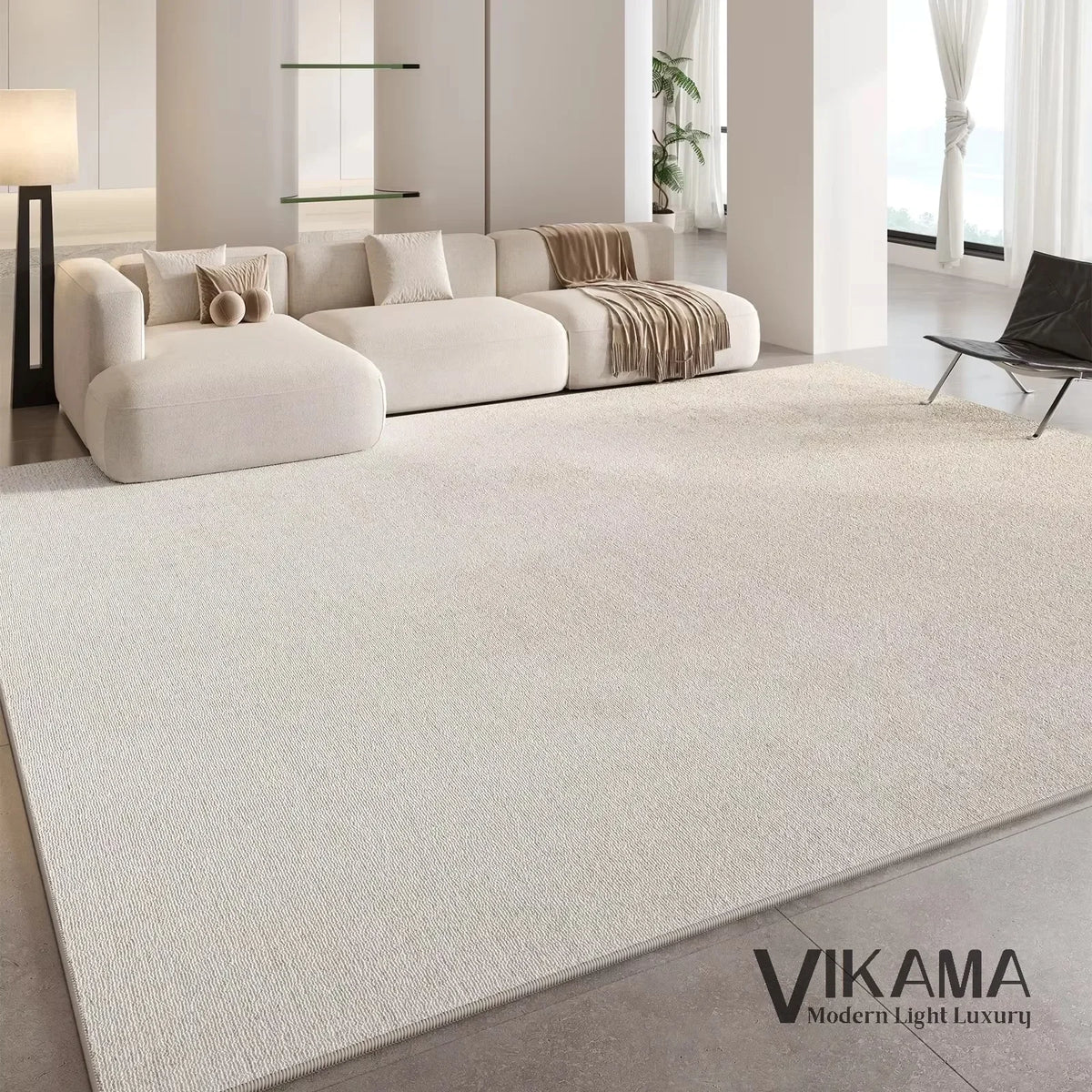 VIKAMA Carpet Living Room Light Luxury Deluxe Cream Wabi-Sabi Home Bedroom Bed Absorbent Dirt Resistant Mat Home Decoration