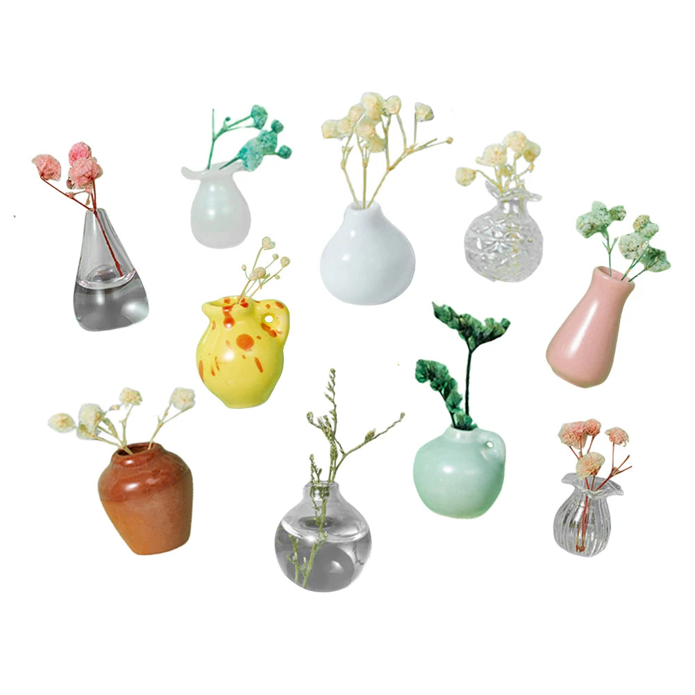14-5pcs Mini Vase Super Powerful Fridge Message Porcelain Refrigerator Magnets 3D Flower Pot Fridge Magnet for Home Decoration