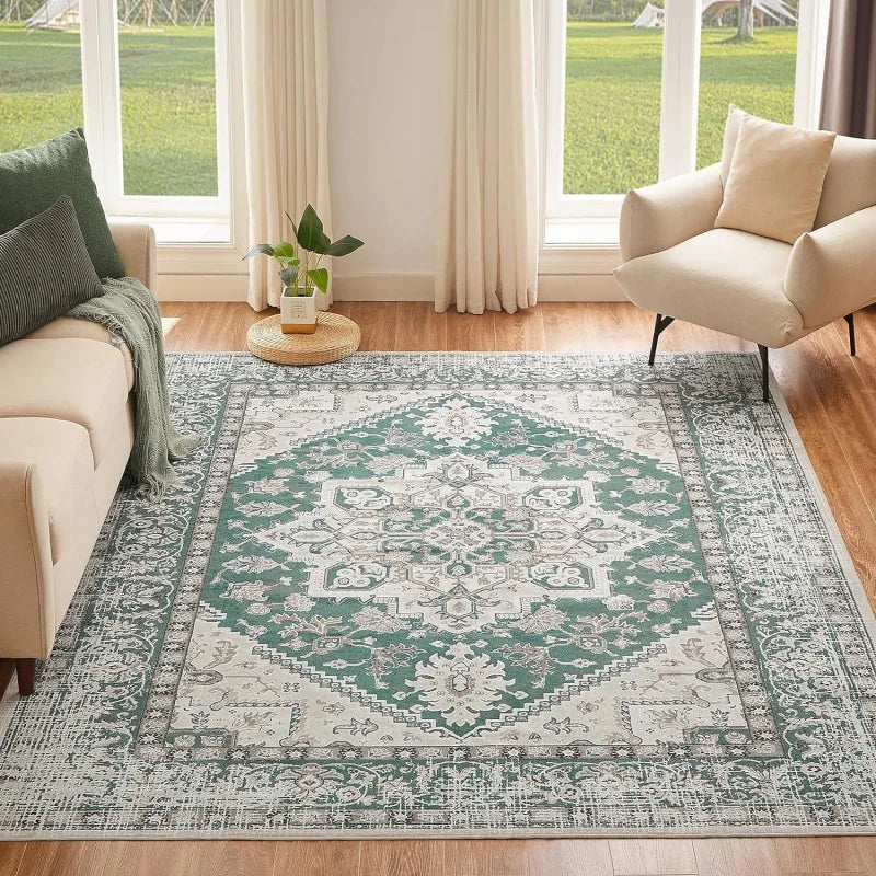 VIKAMA 1PC Persian National Style Crystal Velvet Carpet Dirt Resistant Living Room Coffee Table Mat Hotel Home Decoration
