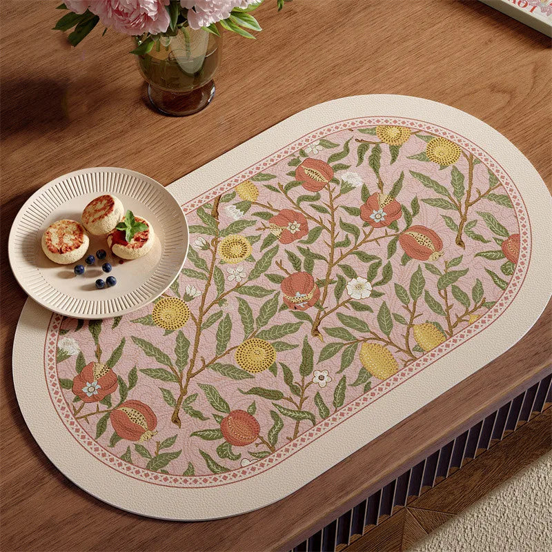 Faux Leather Placemats Set of 2 Non-Slip Oval Faux Leather Table Mat Heat Stain Resistant for Dinning Room Decor 12x20 Inch Gift