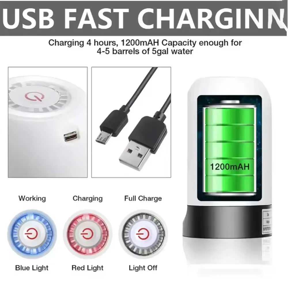 Usb Charge Portable Water Dispenser Electric Pump For 5 Gallon Bottle With Extension Hose Barreled Tools