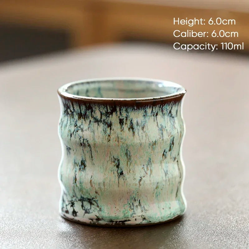 1PC Kiln Transformation Ceramic Tea Cup, Mini Tea Drink Mug, Kung Fu Teacup, Espresso Coffee Cups, Household Afternoon Teacups