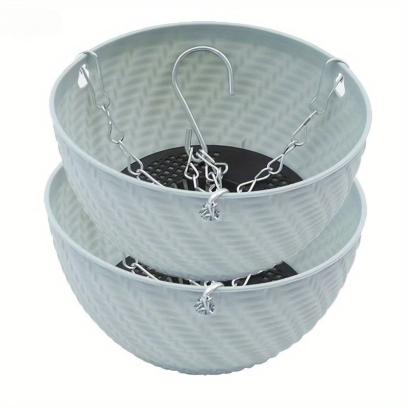 Space-Saving Hanging Flower Pots 2PCS, Easy Mount Railing Hanging Planters, Durable Plant Pots for Balcony, Garden, Indoor Green