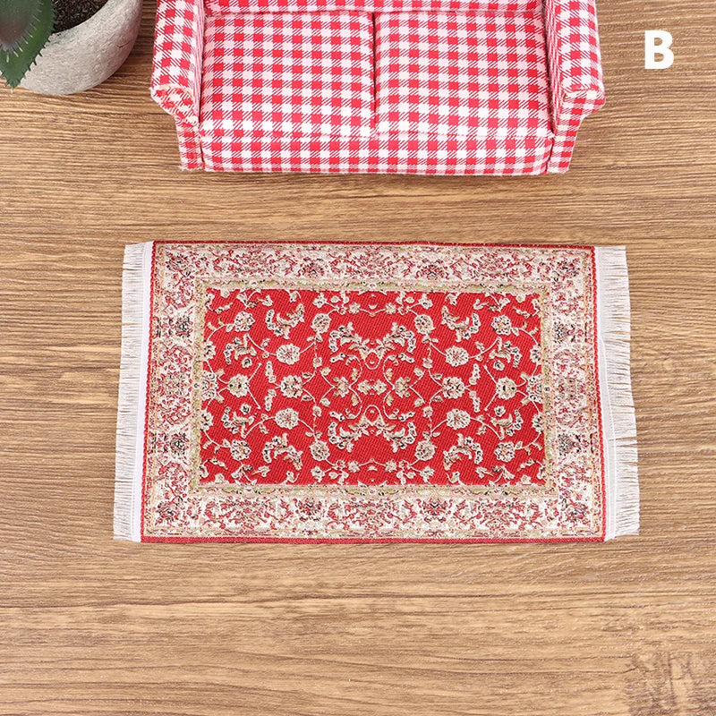 1Pc Turkish Style Toy Gift Dollhouse Miniature Floor Rug Cover Carpet Round Square Floor Mat DIY Model Bedroom Living Room Decor