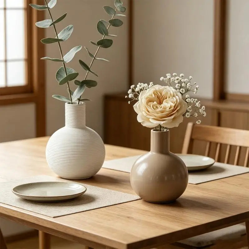 Rustic Ceramic Decorative Vase – Unique Farmhouse Flower Vase for Home & Office Décor