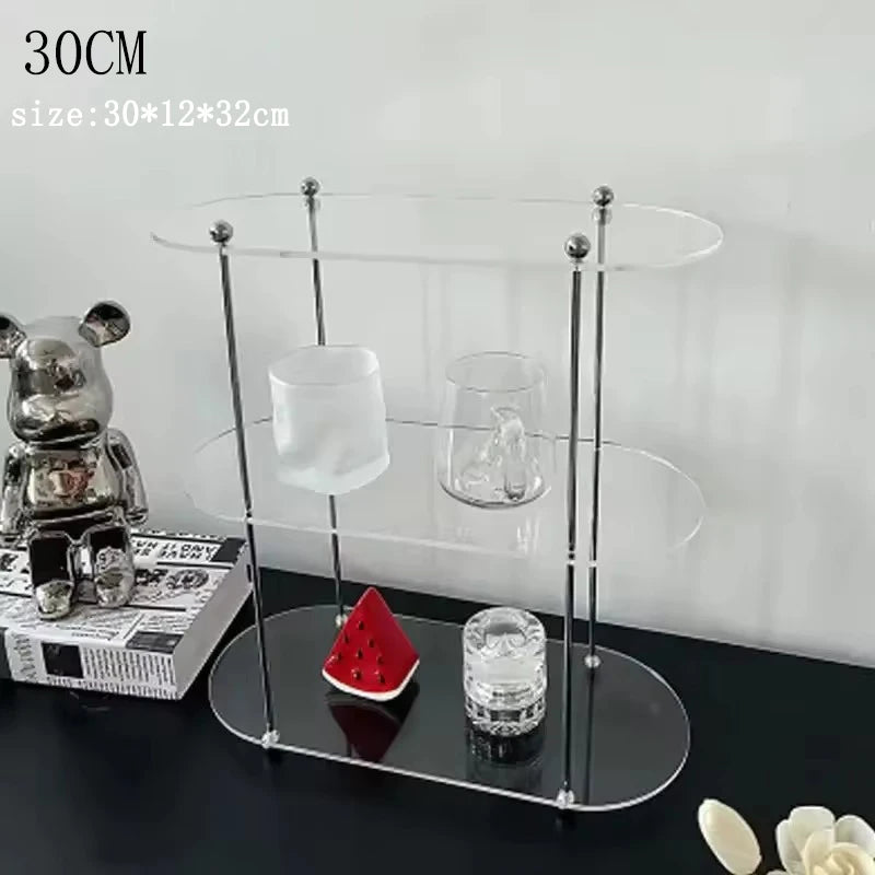 Ins Style Acrylic Storage Rack Desktop Organizer Perfume Jewelry and Cups Display Stand 3 Layers Removable Decorative Shelf