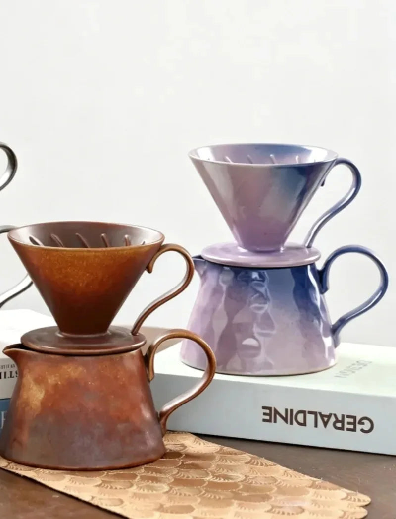 2026 Classic Ceramic Pour Over Coffee Set Large Coffee Server Cone Shaped Dripper Filter Home Hand Brew Coffee Tool Kit