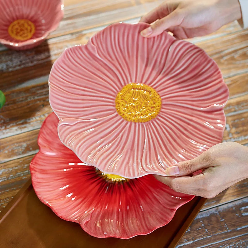 Floral Embossed Ceramic Dinnerware Set