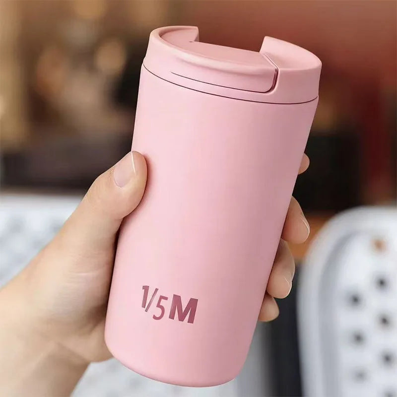 JUSTINLAU Spot Goods 12oz Thermos Cup Coffee Mug Kid Straw Cup Vacuum Flask Stainless Steel Car Cup Travel Thermal Water Bottles