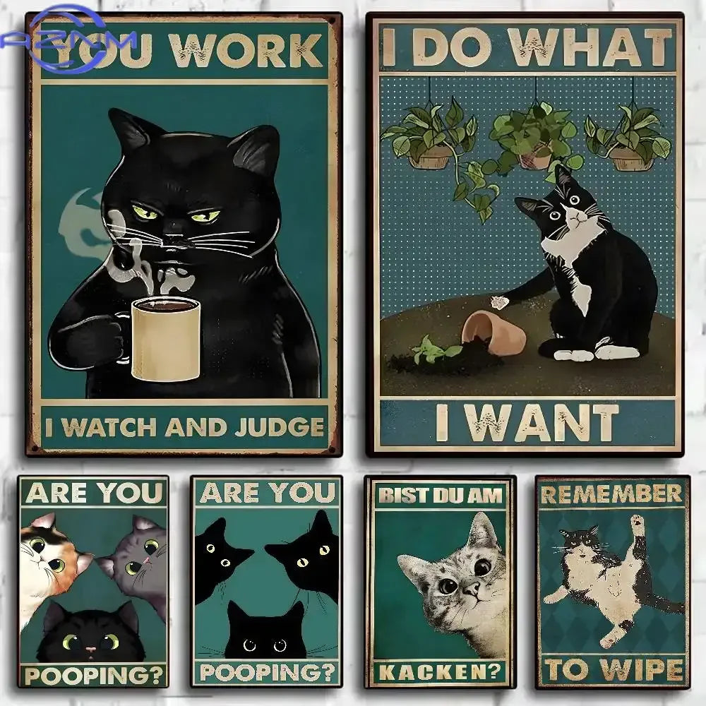 Interesting Cats And Quotes Poster HD art wall waterproof home living room bedroom bar aesthetic decoration