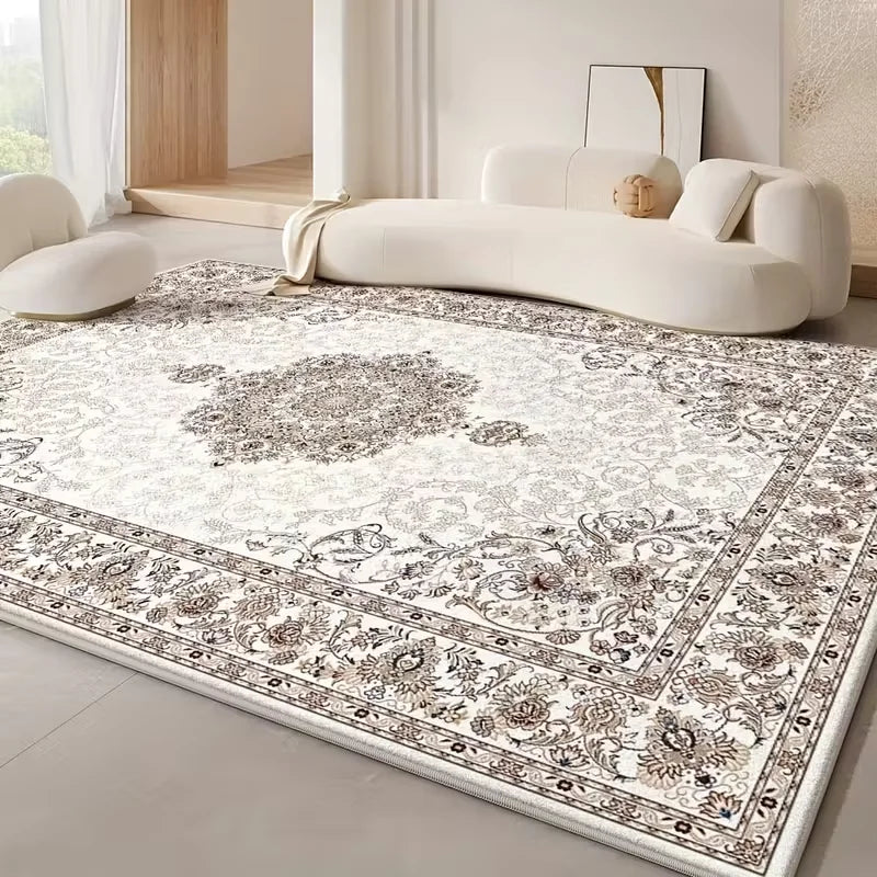 VIKAMA Light Luxury Bohemian Floral Carpet - Machine Washable, Suitable For Living Rooms, Bedrooms, Offices - Home Decoration