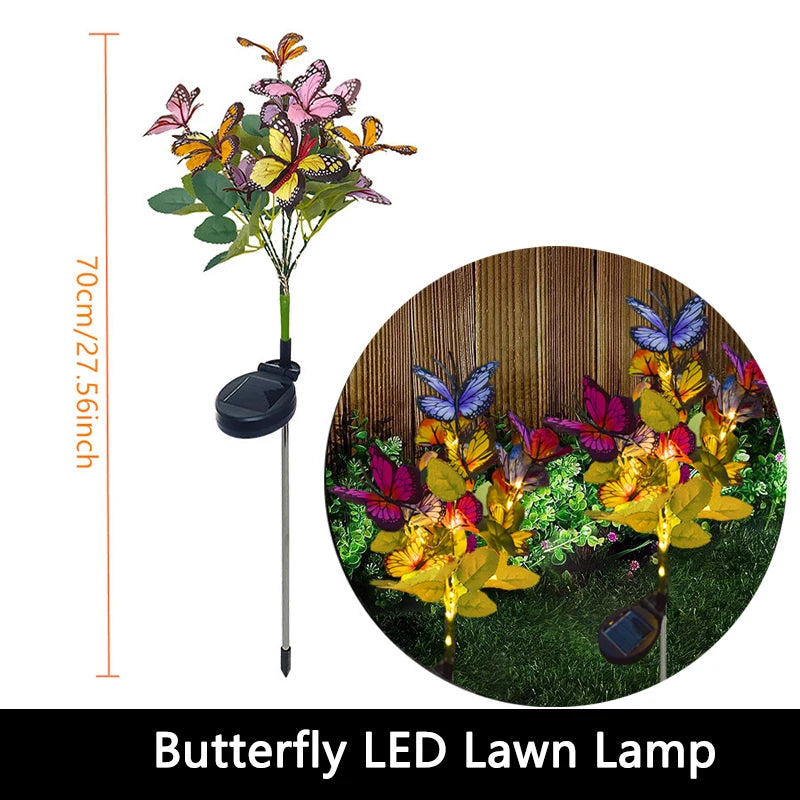 1pc 7-head Solar Artificial Orchid Flower Lawn Lights for Patio Yard Garden Wedding Christmas Decoration LED Solar Ground Lights