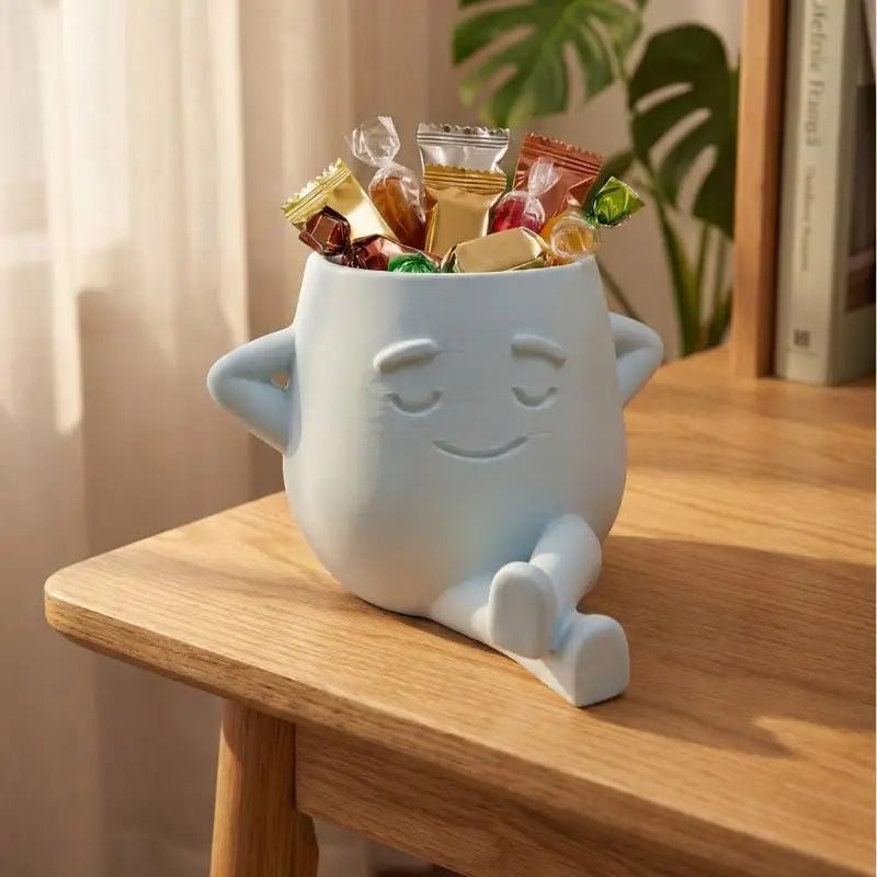 2pcs Unique Sitting Chair Face Flower Vase Cute Resin Head Planter Durable Succulent Pots Home Yard Desktop Garden Decoration