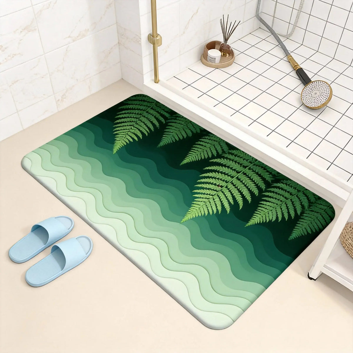 3D Monstera Leaf Doormat 1pc Green Tropical Plant Design with Raised Pattern, Soft Plush Floor Mat for Bathroom and Living Room