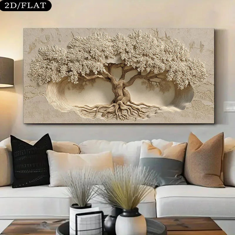 1pc frameless Canvas Painting 1pc Large Frameless Tree of Life Wall Art Canvas Print Poster, for Living Room, Bedroom, Large Hou