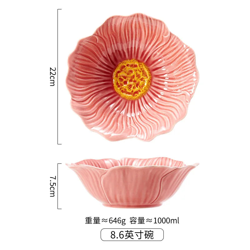 Floral Embossed Ceramic Dinnerware Set