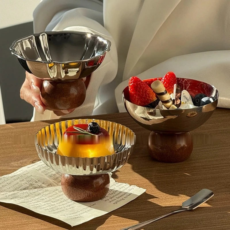 Ins Style Creative Short Bowl Stainless Steel Dessert Bowl High-looking Snack Bowl Ice Cream Cup Pudding Cup