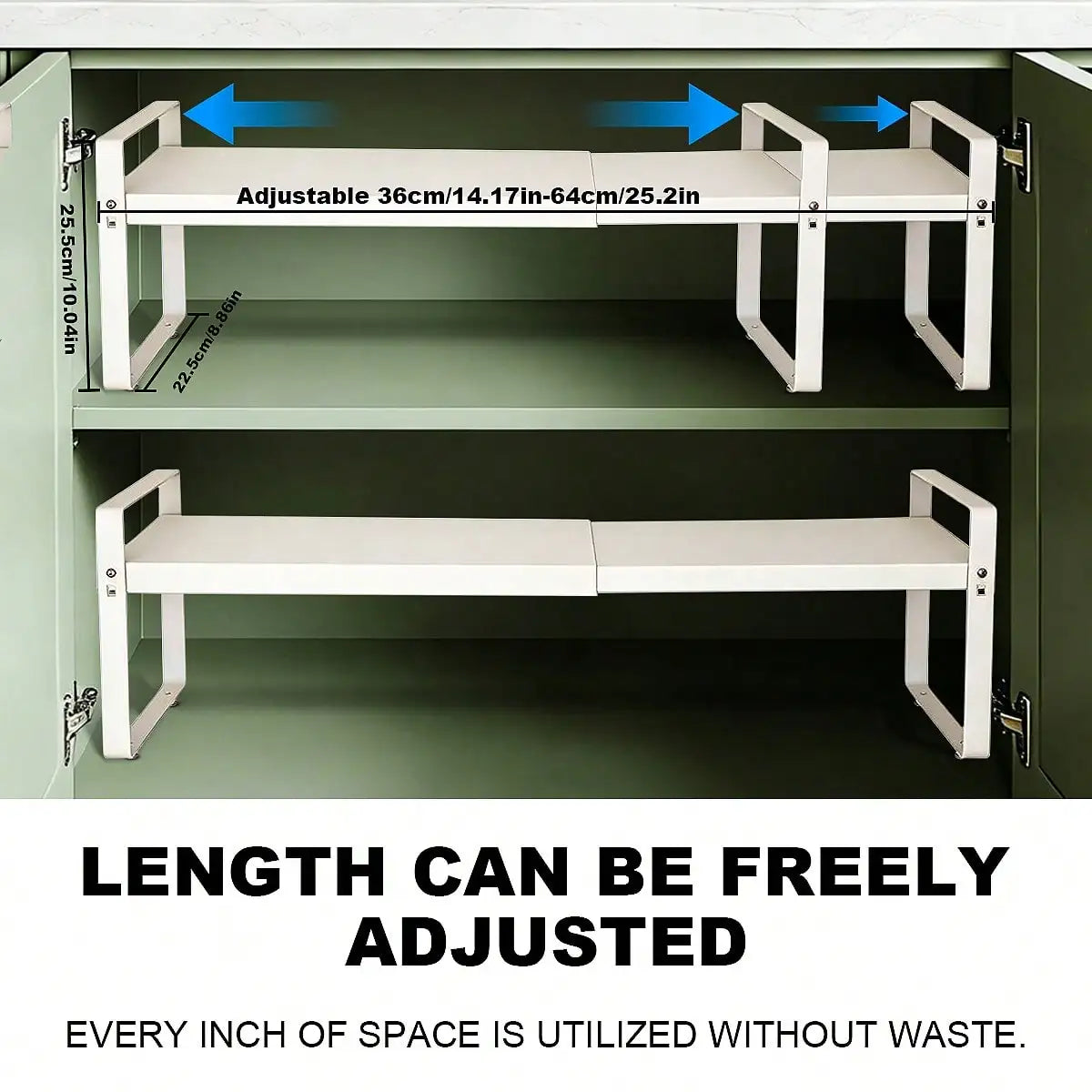 1pc Expandable Kitchen Countertop Storage Rack Metal Cabinet Shelf Organizer Adjustable Microwave Stand Pantry Cupboard Counter Organizer Shelf For Pots Pans Spice Under Sink Gift