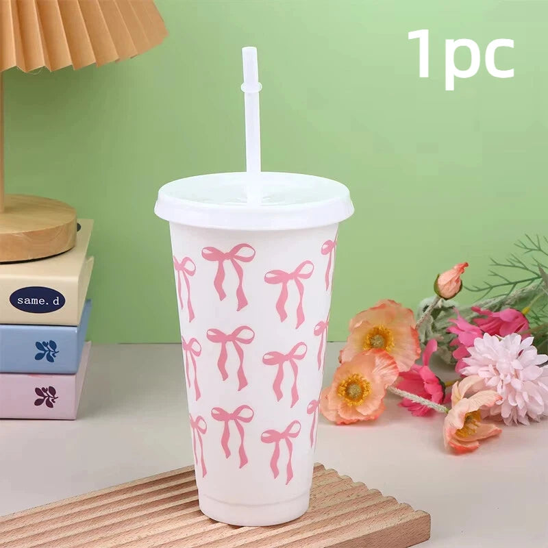 Kawaii Bow Reusable Party Cup with Straw