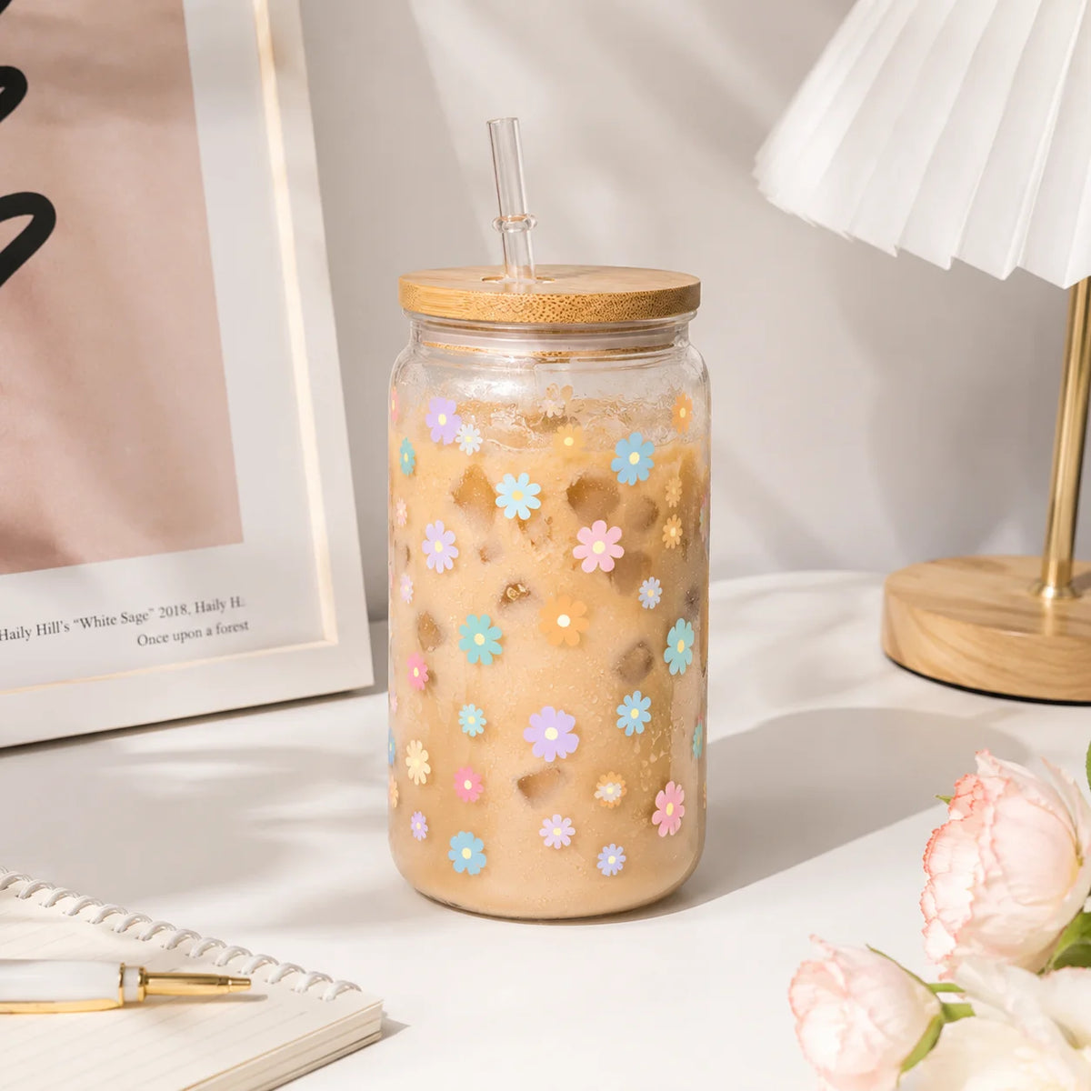 Aesthetic Flower Drinking Tumbler for Women